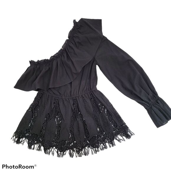 BCBGMAXAZRIA Embroidered 1 shoulder blouse Size XSMALL - Picture 4 of 12